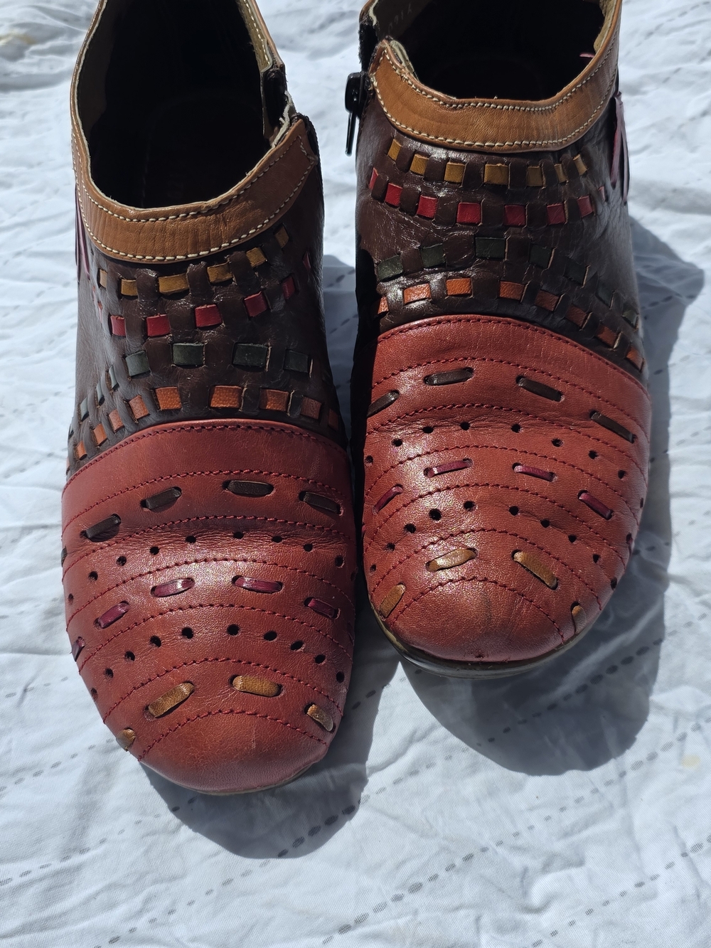 L'Artiste by Spring Step Multi-Color Leather Wedge Booties EU 40 US 9 Boho